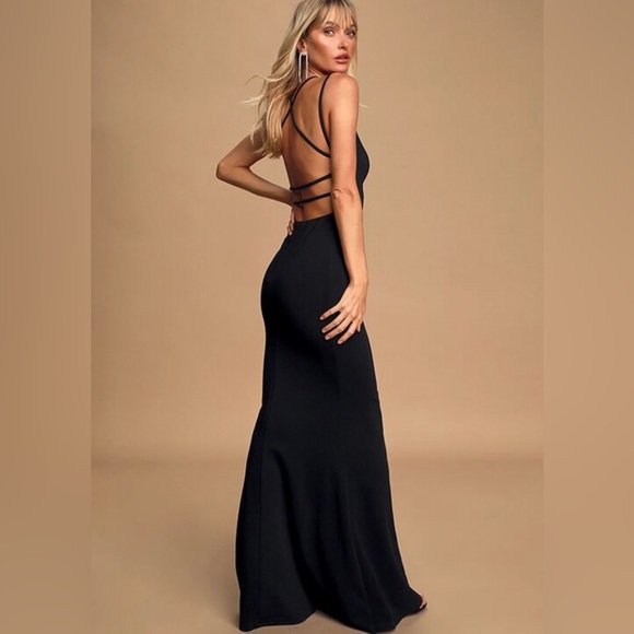 all this allure black strappy backless mermaid maxi dress Lulus All this Allure Black Strappy Backless Mermaid Maxi Dress